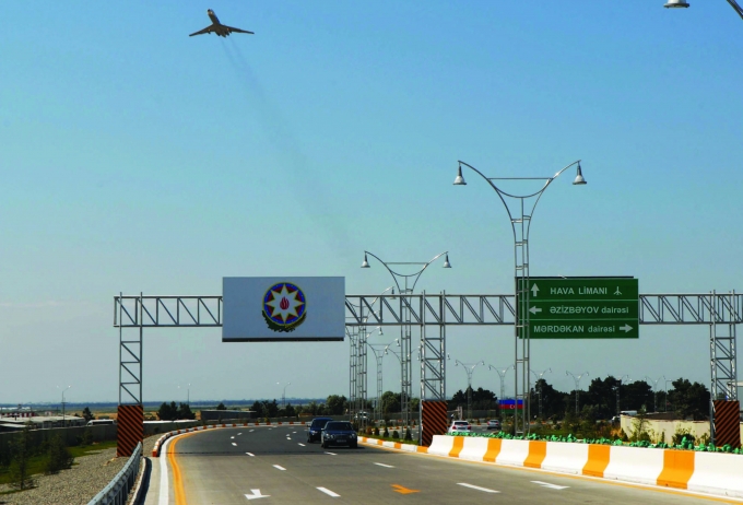 Zykh highway new -concrete road towards Haydar Aliyev International Airport